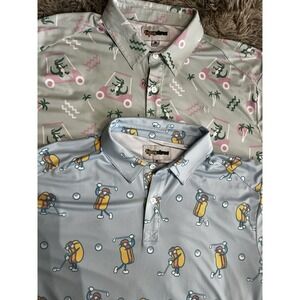 Tipsy Elves Bundle 2 Men's Stretchy Polo Shirt Golf 3XL NWOT Gator Hot Dog